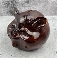 Carved Wood Piggy Bank