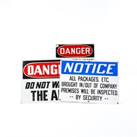 3 "Danger" Warning Tin Signs