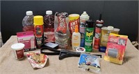 Shop/outdoors - bug sprays, spray foam, steel