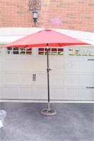 Patio Umbrella and Cast Iron Base - Approx 8' dia