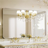 Bathroom Mirror 30x48 inch  Silver Frame  Modern