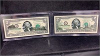 (2) 2003-A Embellished $2 FRN Currency in Cases: