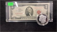 1963 $2 Red Seal United States Note Paperweight,