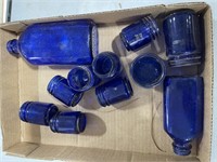 Box of blue bottles