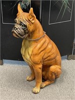 Life Size Boxer Dog Statue, Cast Resin, 30" h.