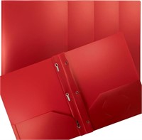 Red plastic 2 pocket folders 100 ct  4 p