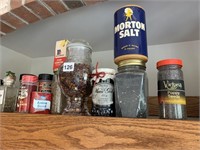 COLLECTION OF SPICES INCLUDING VINTAGE GLASS