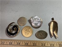 6 brass looking pins