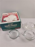 Corelle Holly Days dinnerware set/3 glass food