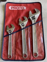 Proto NOS 8"-10" & 12" Crescent Wrenches w/Pouch