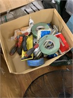 Miscellaneous tools and large roll of plastic
