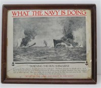"Downing the Hun Submarine" Newspaper Framed Print