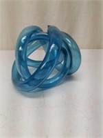 Hand Blown Blue Glass Sculpture
