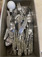 Box of stainless flatware