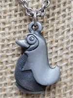Norway Pewter Penguin Signed Necklace