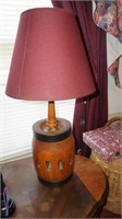Large Vintage Wooden Barrel Lamp w/shade