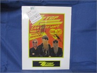signed ZZ Top live in concert poster