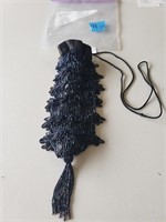 Crochet Iridescent peacock blue draw string purse