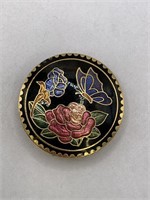 CLOISONNE BUTTERFLY/FLOWER SCARF SLIDE