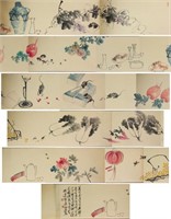 Qi Baishi 1864-1957 Watercolour Long Hand Scroll