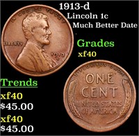 1913-d Lincoln Cent 1c Grades xf