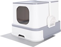 RIZZARI Cat Litter Box  Large Top Entry  Gray