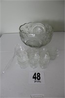 Punch Bowl with (10) Glasses & Ladle