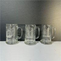Glass Stein Mug with Etched Vessells