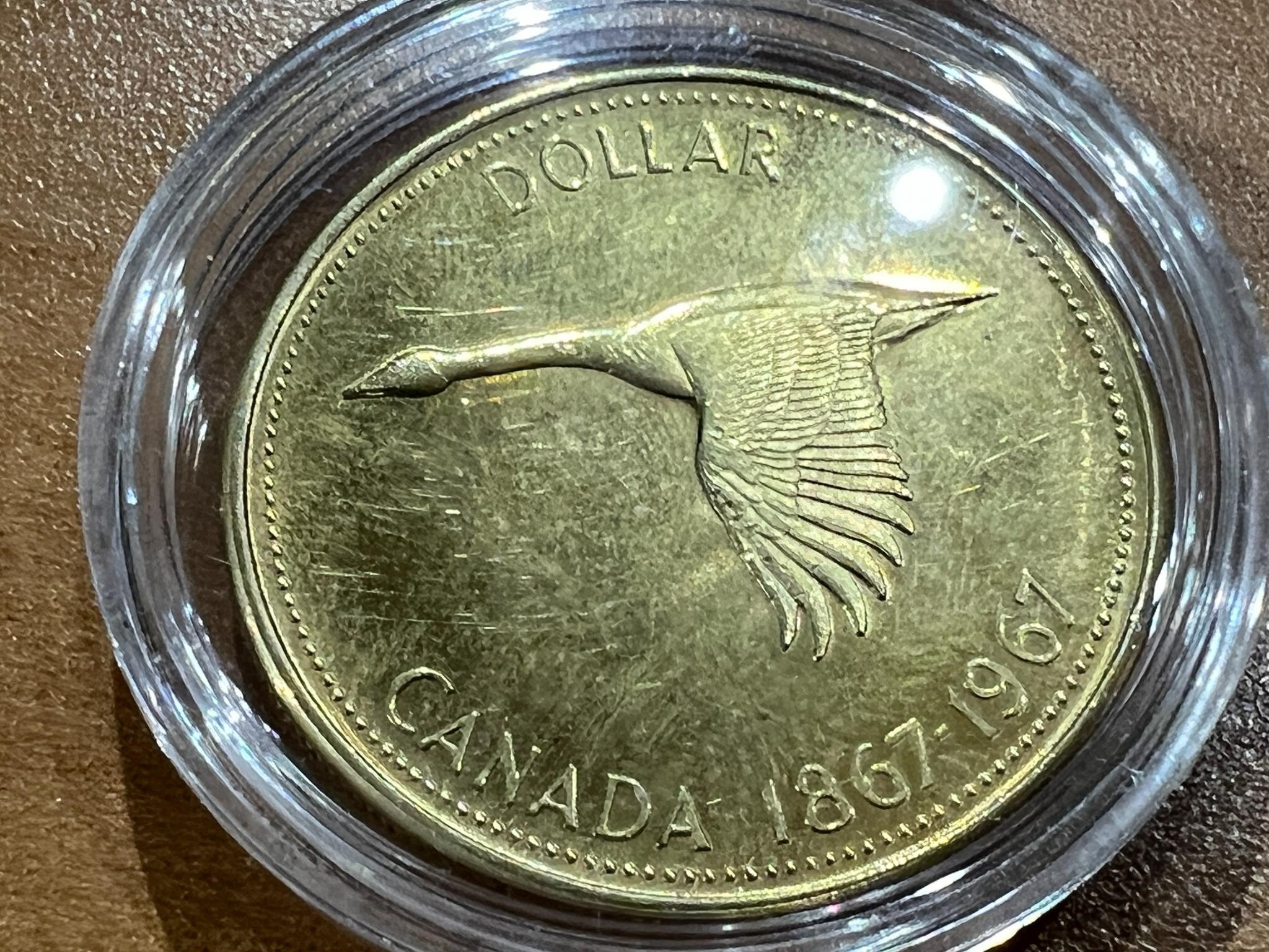 1967 Cdn Gold Plated Silver $1 -RARE