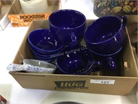 Blue soup bowls and other bowls
