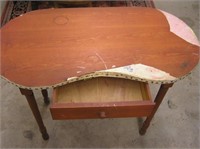Vintage Wooden Kidney Table With Drawer