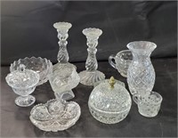 VTG Pressed Glass Candlesticks & More