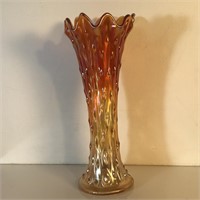 CARNIVAL GLASS TREE BARK SWUNG VASE