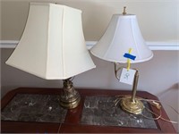 PAIR OF UNUSUAL LAMPS WITH SHADES