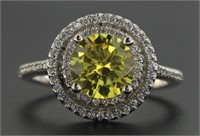 Round 3.30 ct Canary Yellow Designer Ring