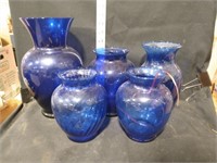 Lot of Colbalt Blue Glass Vases