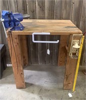 Wooden Work Bench w/ Large Irwin Vice 36"x27"x38"