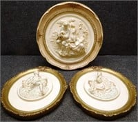 (3) 3D Victorian-Style Chalkware Wall Plaques