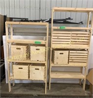 Wooden Display Shelves with Wooden Crates