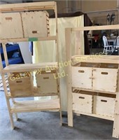 Wooden Display Shelves with Crates