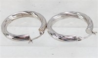 925 Sterling Silver Twisted Cable Hoop Earrings