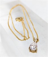 Gold over 925 Silver Pear CZ Pendant Necklace
