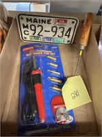 1984 MAINE PLATE, WOODBURNING KIT, AND VINTAGE