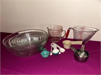 11 Duralex Glass Mixing Bowl Set, Measuring Cups +