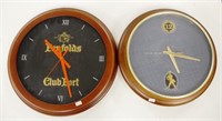 Two various liquor advertising wall clocks