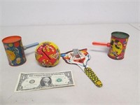 Vintage Tin Litho Noise Makers - U.S. Metal Toy