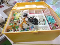 Sewing box full of arts & crafts & small plastic