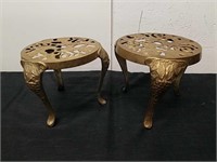 Two vintage 5.5 X 5.5 inch brass tables