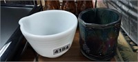 SMALL BATTER BOWL AND CARNIVAL GLASS B0WL (NO LID)