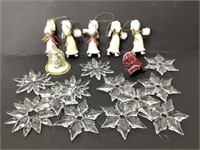 Christmas Clear Plastic Stars Skaters Santa Bell+